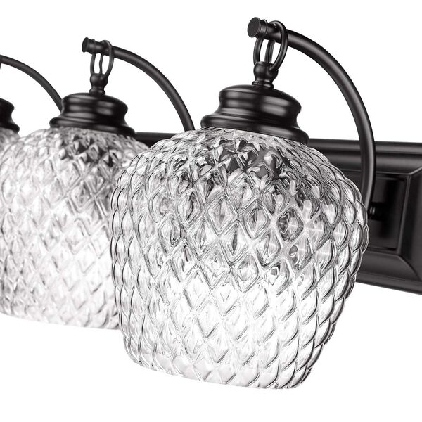 Adeline Matte Black Three-Light Vanity Light with Clear Glass, image 5